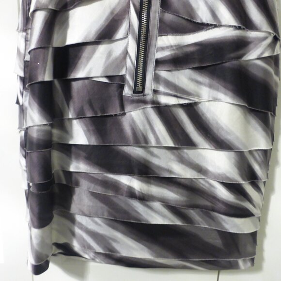 BEBE gray and white layered strapless dress with padded cups - Picture 6 of 7